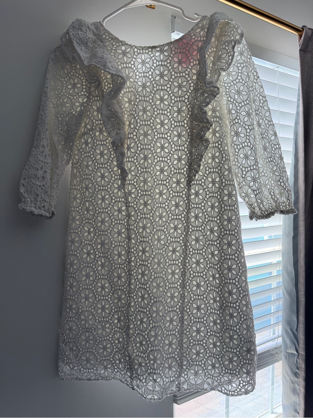 Lilly Pulitzer  White Eyelet Lace Shift Dress with Ruffle Trim
